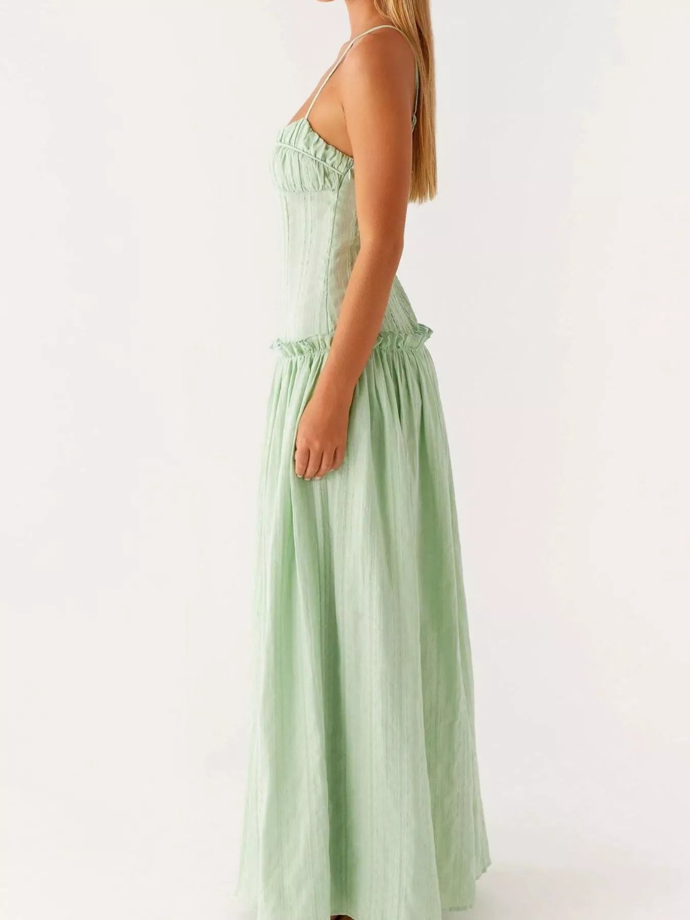Frill Spaghetti Strap Maxi Dress