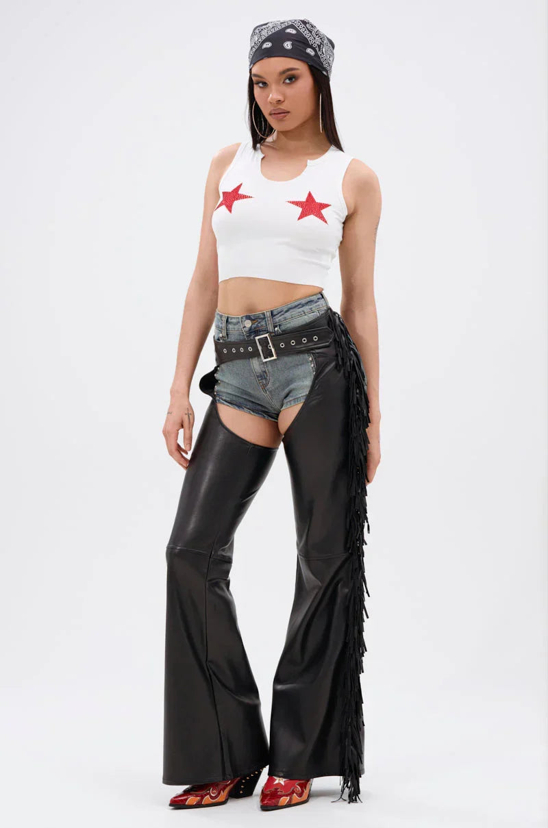 Rodeo Fringe Faux Leather Chaps